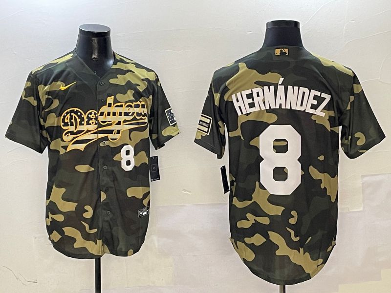 Men Los Angeles Dodgers #8 Hernandez Camo Joint Name 2025 Nike MLB Jersey style 11->nba t-shirts->Sports Accessory